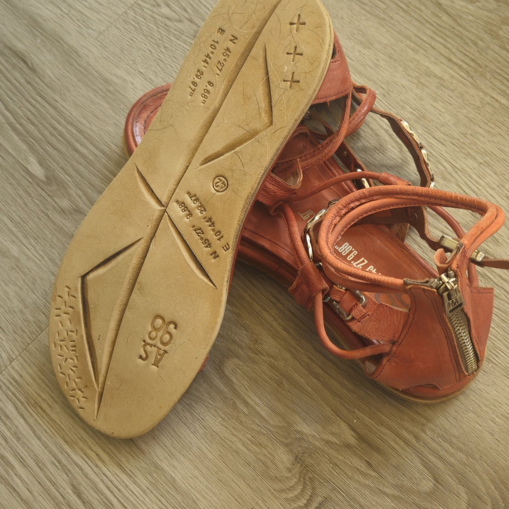Airstep / A.S.98 Orange Leather Lace-Up Back-Zip Sandals - Picture 4 of 11